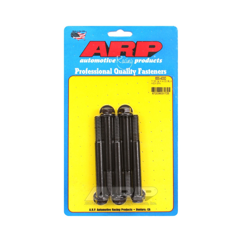 Set de șuruburi și piulițe universale ARP 7/16-14 – Șuruburi hexagonale cu finisaj negru oxidat, x5 - ARP-655-4000 - 655-4000 - 3666618195209